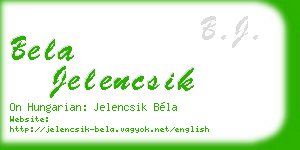 bela jelencsik business card